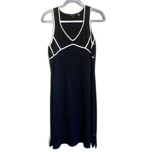 BCBG Maxazria black dress women A-line sleeveless V- neckline size L baddie boho